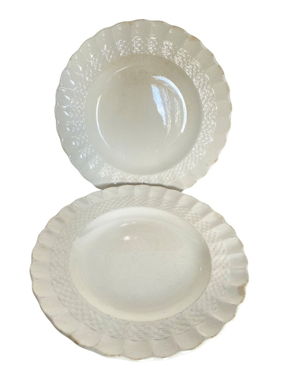 Copeland Spode Chelsea Wicker Pattern Cream Color Set Of 2 Salad Plates Vintage